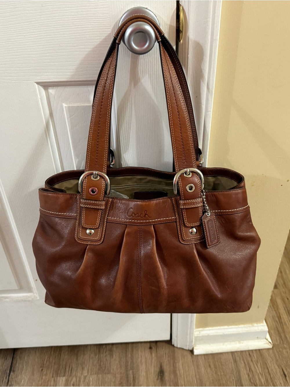 Coach Brown Leather Shoulder Bag with Double Straps